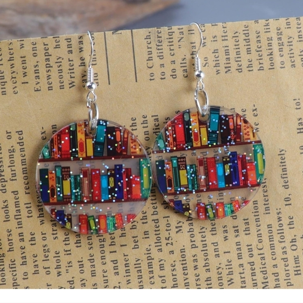 Colorful Bookshelf Earrings